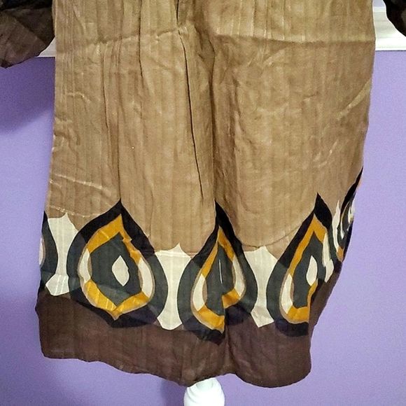Mossimo Brown Neutrals Boho Print Gauzy Flowy Top - Picture 3 of 7
